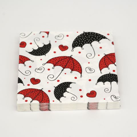 Lovely Umbrellas with Red Hearts