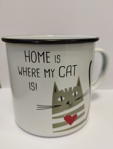 Emaille Becher Home Cat